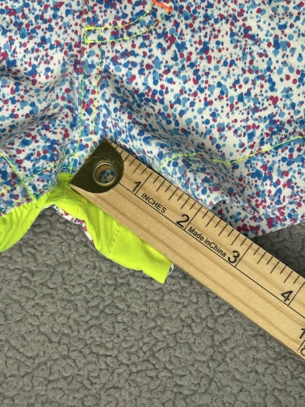 Andrew Christian Shorts Mens 32 Multicolor Neon Splatter Chino Stretch 2" Inseam - Picture 9 of 12